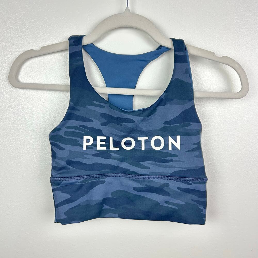 Peloton Dark Blue Camo Sports Bra Athletic Wear DYI Size Small USA